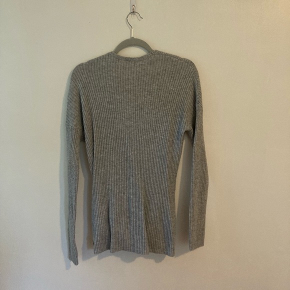 Zella Gray Rib Knit Front Twist yoga Sweater - Picture 5 of 8